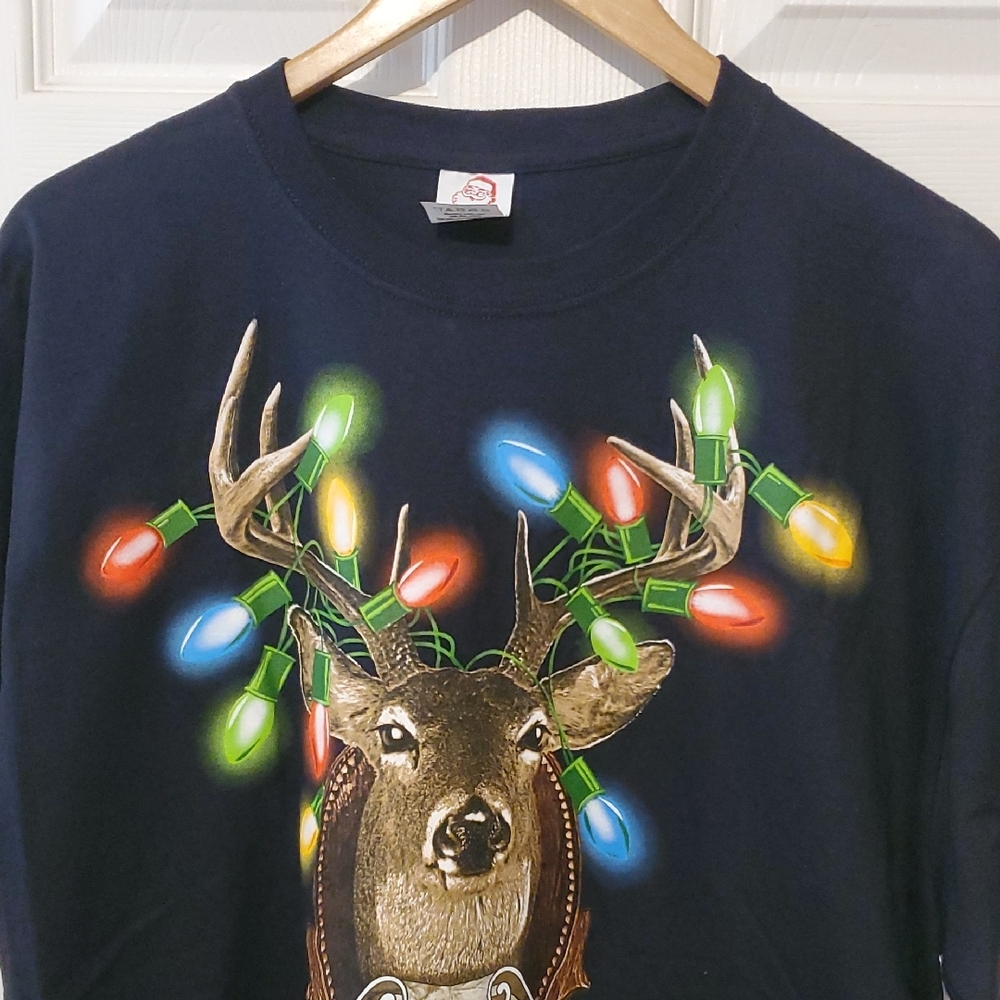 Ugly Dec 25 Deer Graphic T-Shirt with Colorful Lights XL - Picture 5 of 5